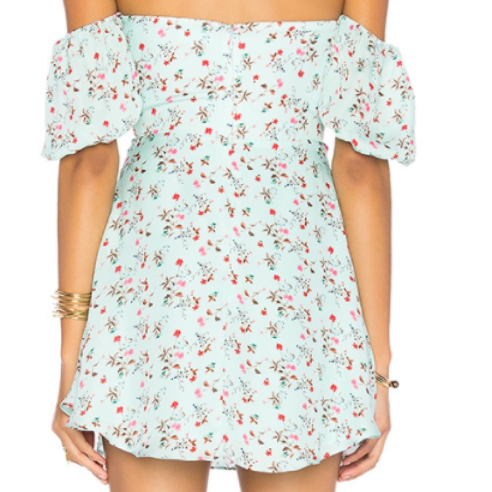 LPA Dress 141 XS $318 Mint Floral Off the shoulder - Picture 3 of 8